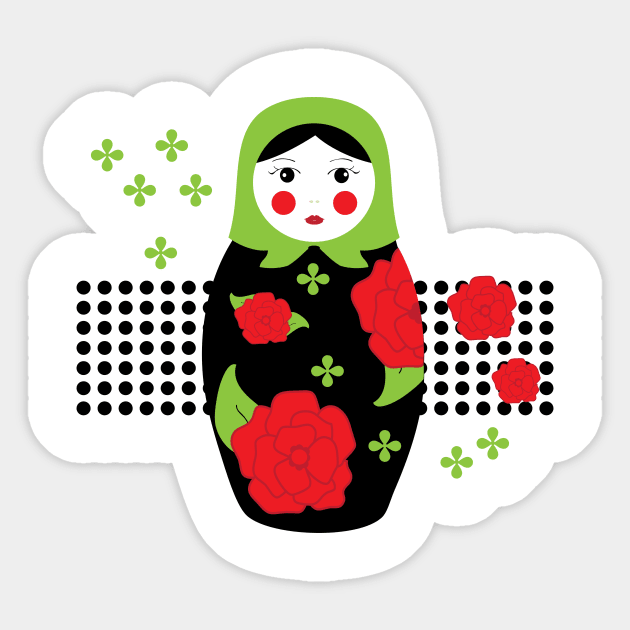 Matryoshka Folk Russian Nesting Doll Illustration Sticker by oknoki